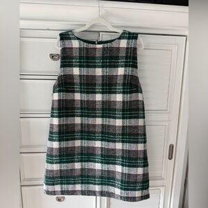 Aura Green and White Plaid Wool Dress